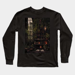 botanical vintage library Long Sleeve T-Shirt